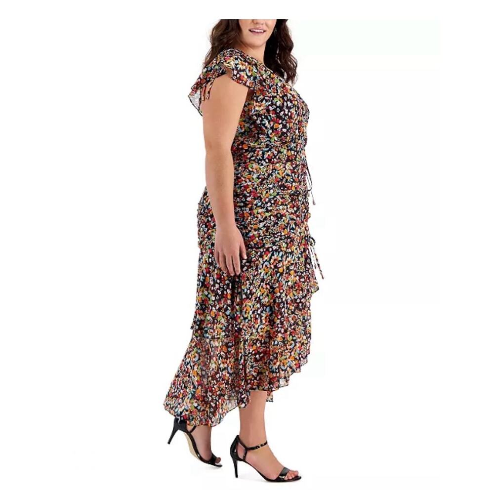 Tahari ASL Women's Hi-Low Short Sleeve V-Neck A-Line Dress Plus Size 18W - Picture 3 of 14
